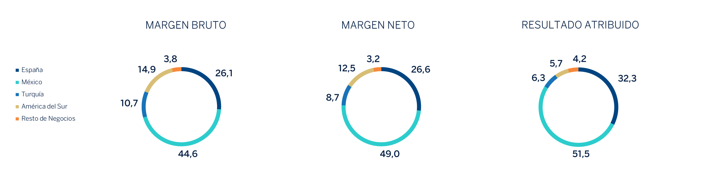 Grafico. Composición Margen Bruto, Margen Neto y Resultado Atribuido