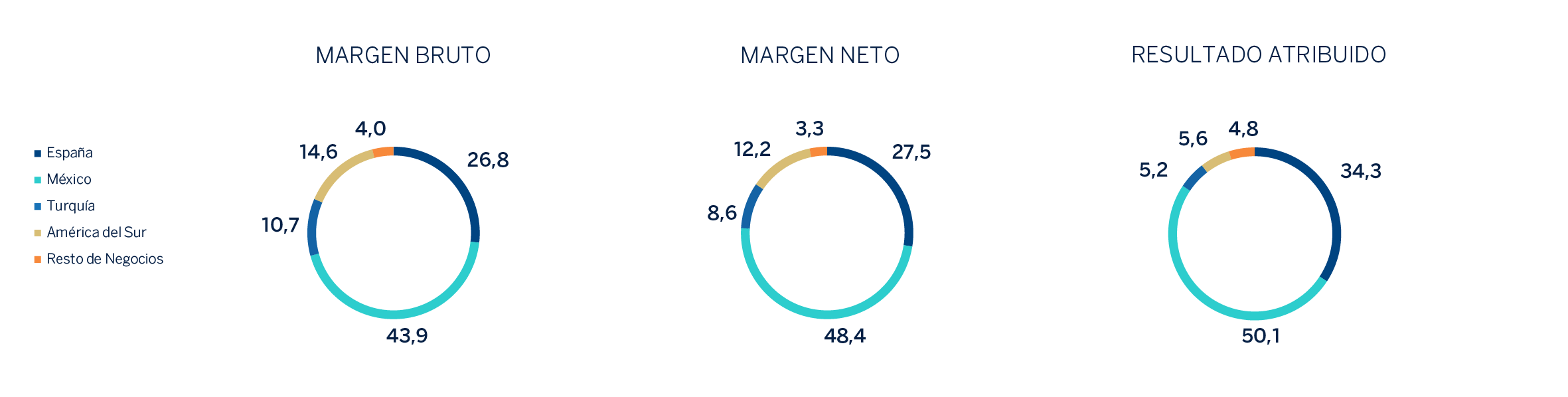 Grafico. Composición Margen Bruto, Margen Neto y Resultado Atribuido