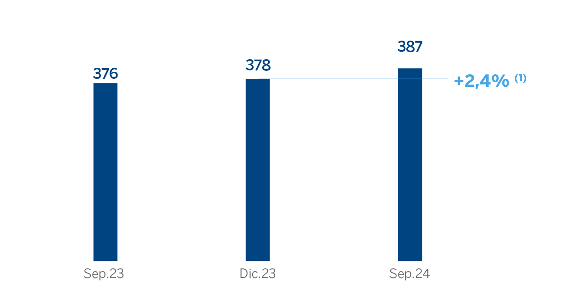 Gráfico préstamos y anticipos clientela